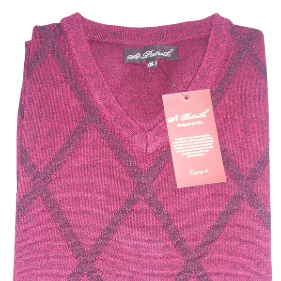 St. Patrick Other - St. Patrick V-Neck Red Argyle Sweater Vest 4XL